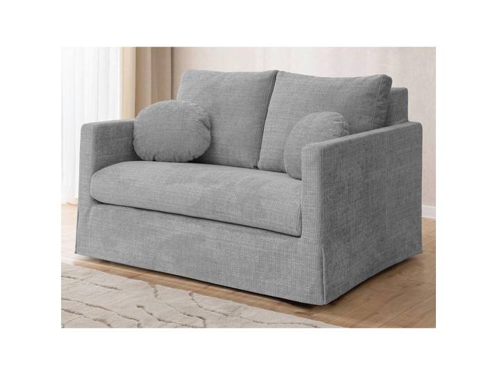 P & B 2-Sitzer-Hussensofa Paphos, Hellgrau, Kunststoff, Uni, Füllung: Komfortschaum, Silikon,Komfortschaum, Silikon, 140x89x95 cm, Armteil links, rechts, Wohnzimmer, Sofas & Couches, Sofas, 2-Sitzer Sofas