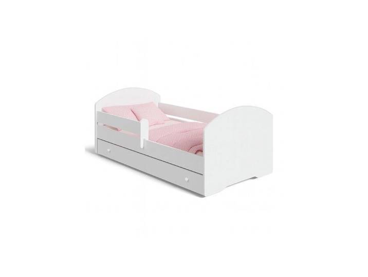 Lit enfant LUK 80x160 blanc avec barrière sommier et tiroir – idéal pour fille et garçon