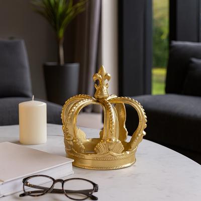 Sagebrook Home 7-Inch Gold Metal Crown Decor - Luxurious Aluminum Home Accent, Elegant Decorative Object for Royal Charm