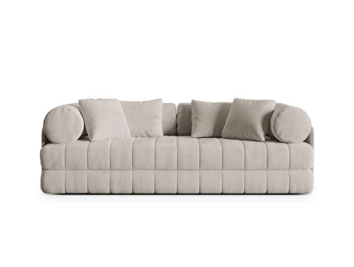 Canapé convertible 3 places en velours beige