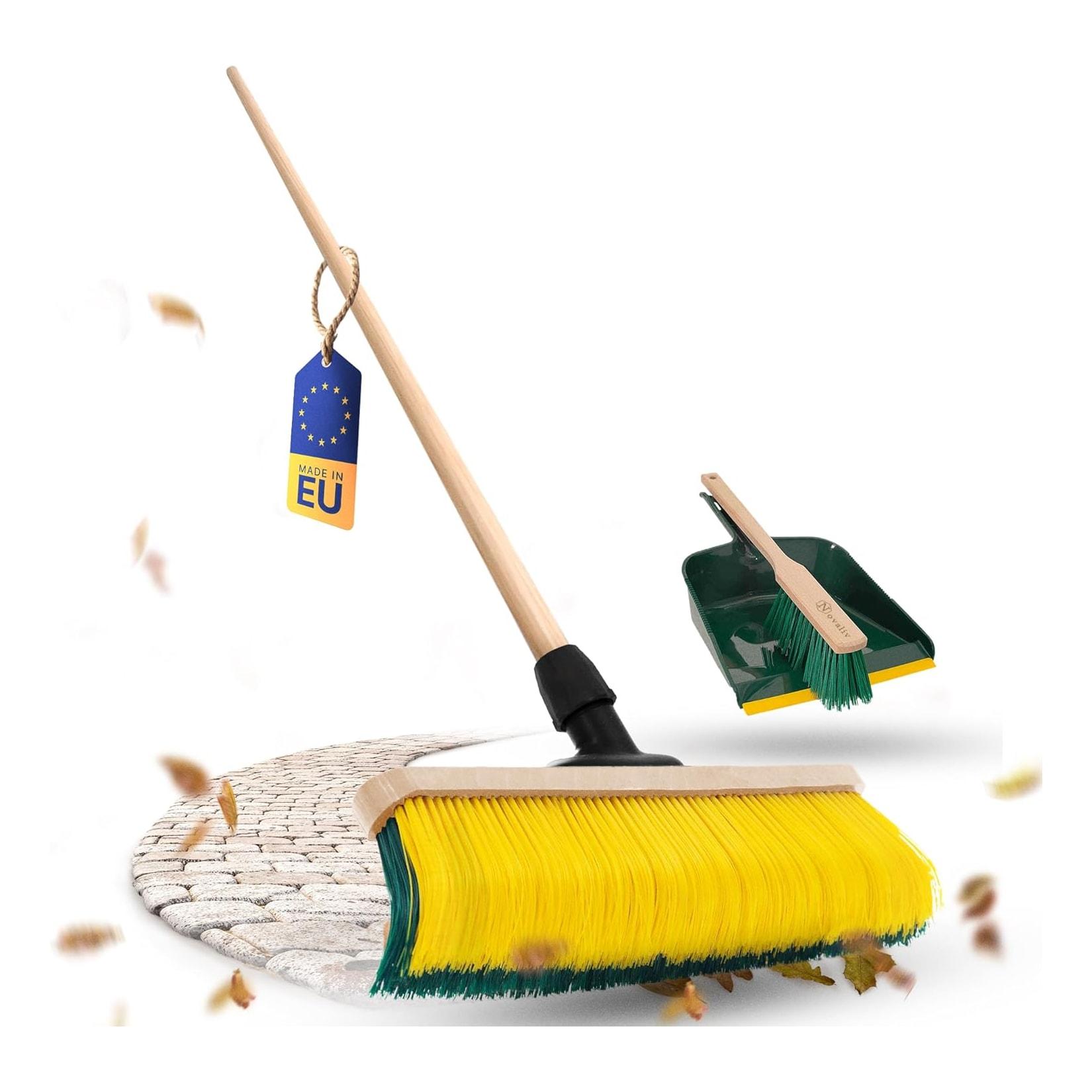 Novaliv Krallenbesen mit Stiel 60cm inkl. Kehrgarnitur Outdoor, Spezialbesen gebogenen Borsten Borsten -Ideal als Gartenbesen, Kratzbesen, Kunstrasen Besen, Optimal für Camping