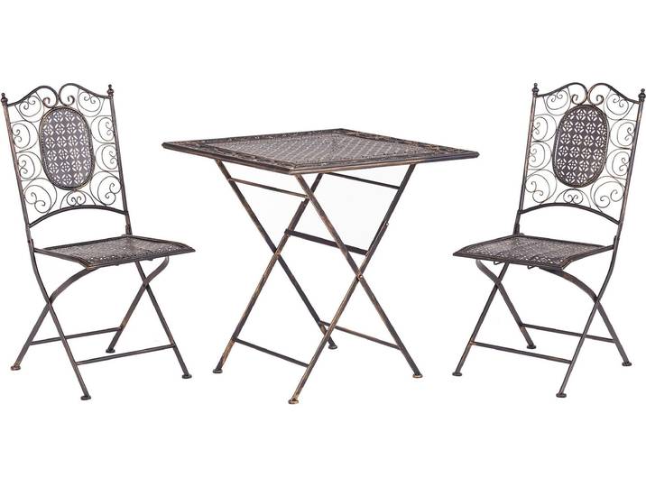 BELIANI Bistroset schwarz Metall 2er Balkon Terrasse Zusammenklappbar Garten romantisch