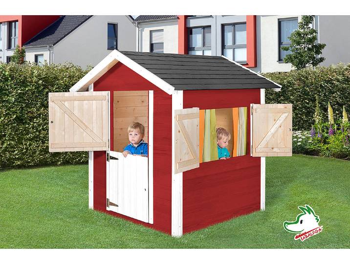Weka Tabaluga Kinder Spielhaus Drachenhöhle Holz Rot-Weiss 122 × 122 × 122 cm