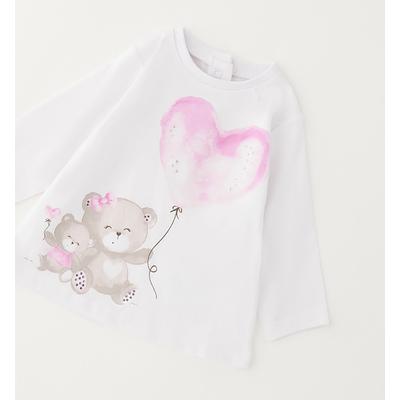 T-Shirt IDO "BABY GIRL SWEATER", Mädchen, Gr. 74, optical weiß, 100% Baumwolle, Shirts T-Shirt