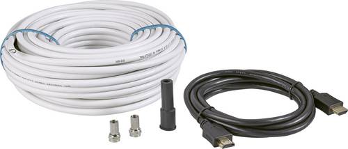 BKL Electronic SAT Anschlusskabel [1x F-Stecker, HDMI-Stecker - 1x F-Stecker, HDMI-Stecker] 25.00m 90 dB Schwarz, Weiß