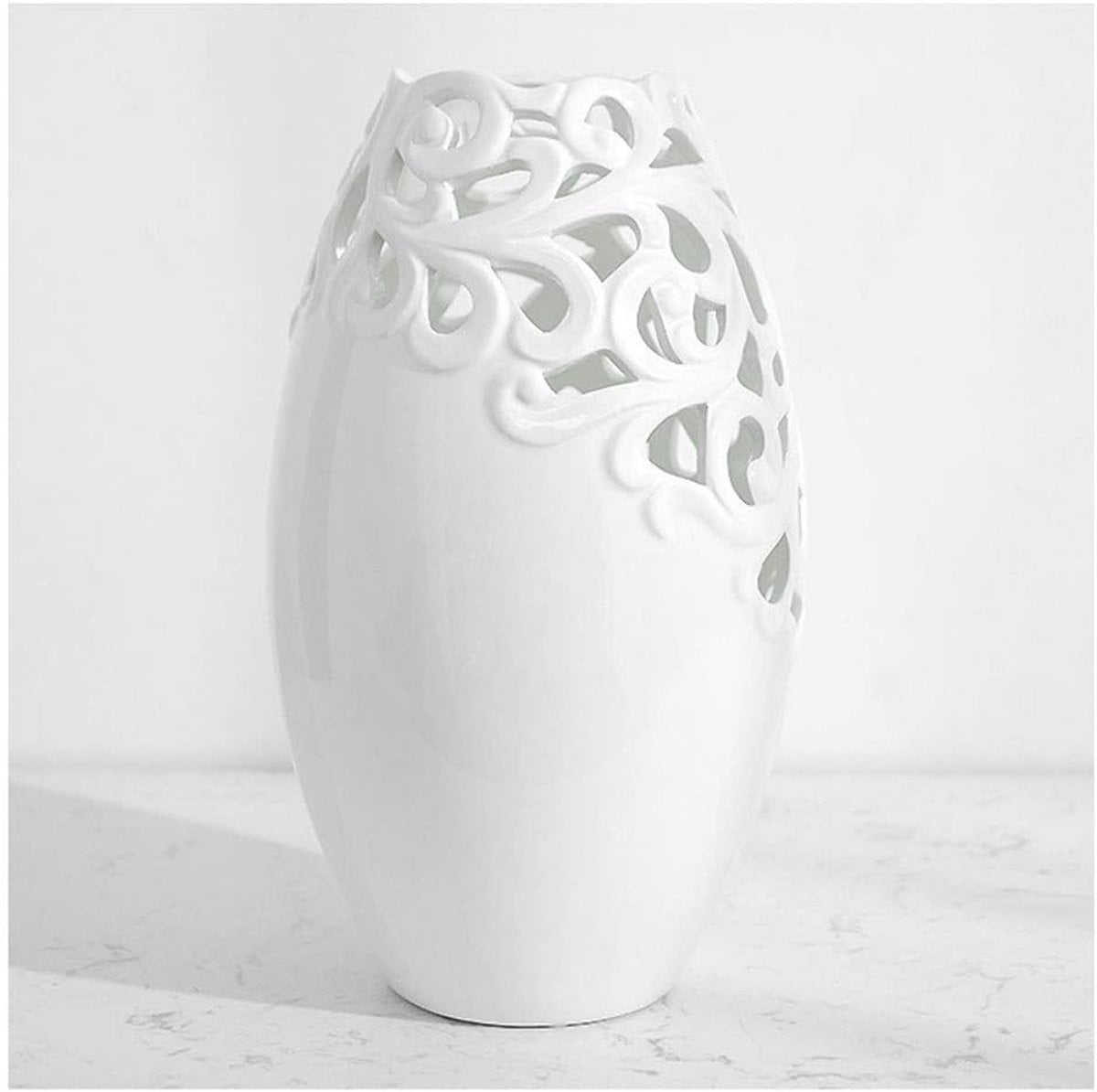 Wit Keramische Vaas met Hol Ontwerp voor Woonkamer Decoratie