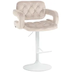 CLP Barhocker Dublin Samt weiß   Farbe: creme, Material Gestell: Metall matt weiss