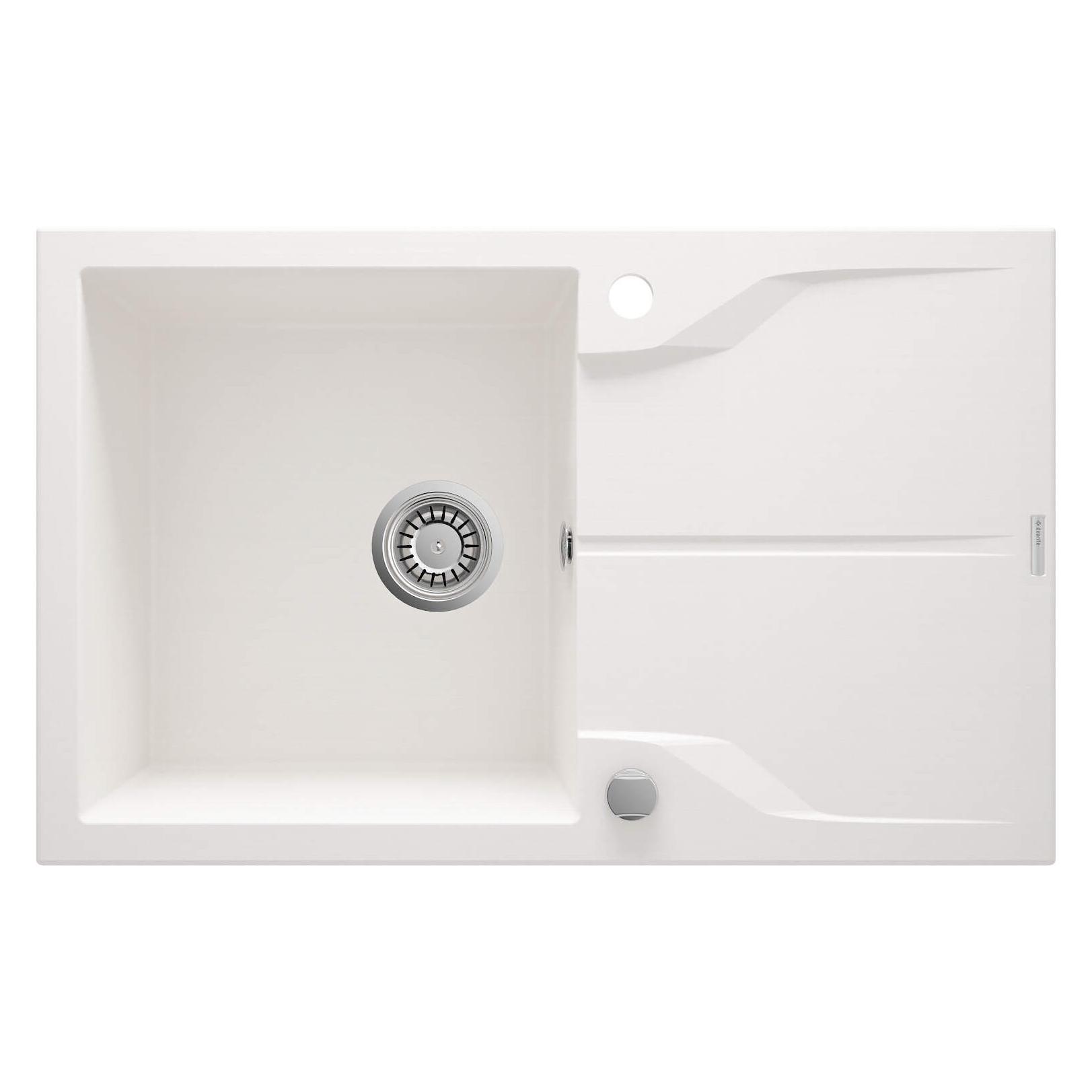 Deante 1-Becken-Granitspüle mit Abtropffläche - bündig mit der Arbeitsplatte montiert (Einbauspüle, 59 cm) (ZQN_A11F)