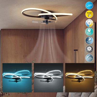 OTTO HOME LED Deckenleuchte "Aerris Deckenventilator", schwarz, 1, Ø 58cm H: 15,5cm, 1 Stk., Leuchten, Deckenlampe, Ventilator, 3 Stufen, Links-Rechts-Drehung, Ø 58 cm, LED Deckenleuchte