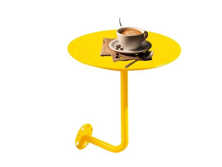 An der Wand montierter runder Bartisch, kleiner Cocktailtisch mit Eisensockel for Cafés, Bars und an der Wand befestigte Räume, moderner schwebender Getränketisch, Beistelltisch aus Metall(Yellow,35cm)