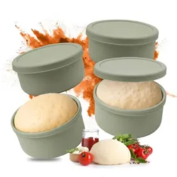 Relaxdays Pizzaballenbox mit Deckel 4er Set Dunkelgrün