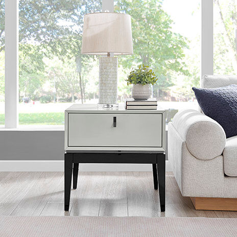 Ebern Designs 60 cm W Bedside Table Cool Grey 61cm H X 60cm W X 48cm D