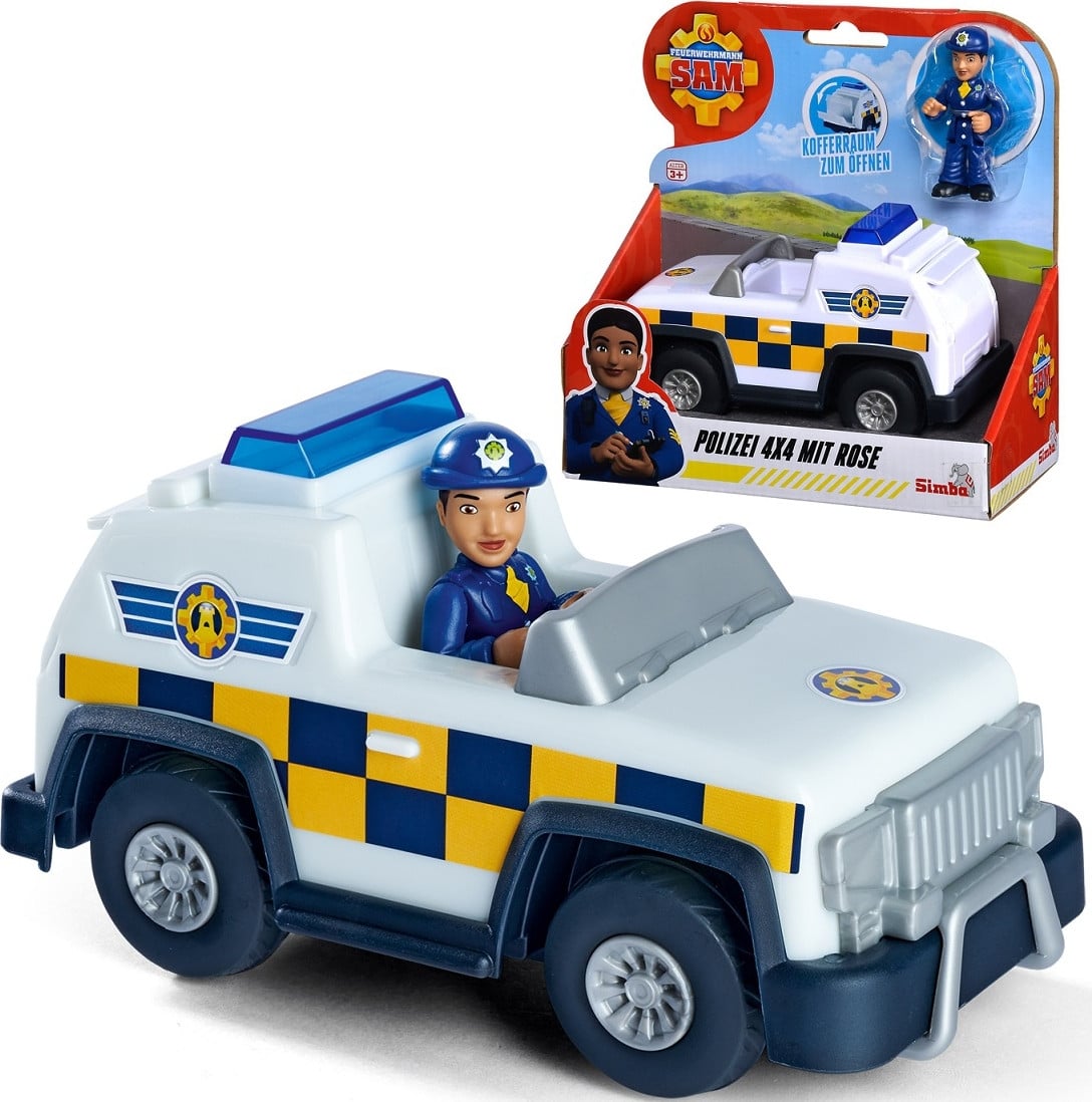 Smoby Brandweerman Sam Jeep en Politieauto 4x4 met Miniatuurfiguur