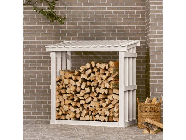 vidaXL Kaminholzregal, Kaminholzregal Weiß 108x64,5x109 cm Massivholz Kiefer