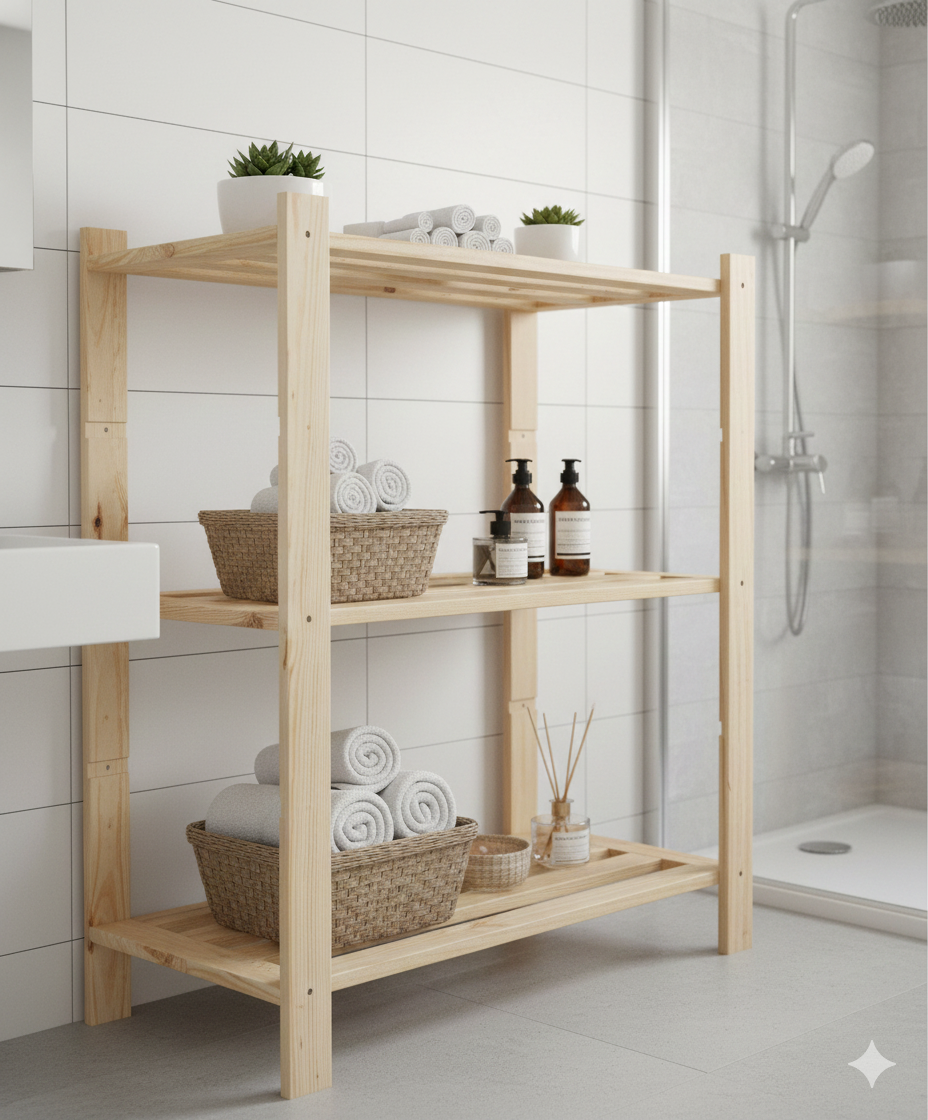 giordanoshop Scaffale 3 ripiani a doghe 70x30x94 cm in Legno di Pino Naturale...