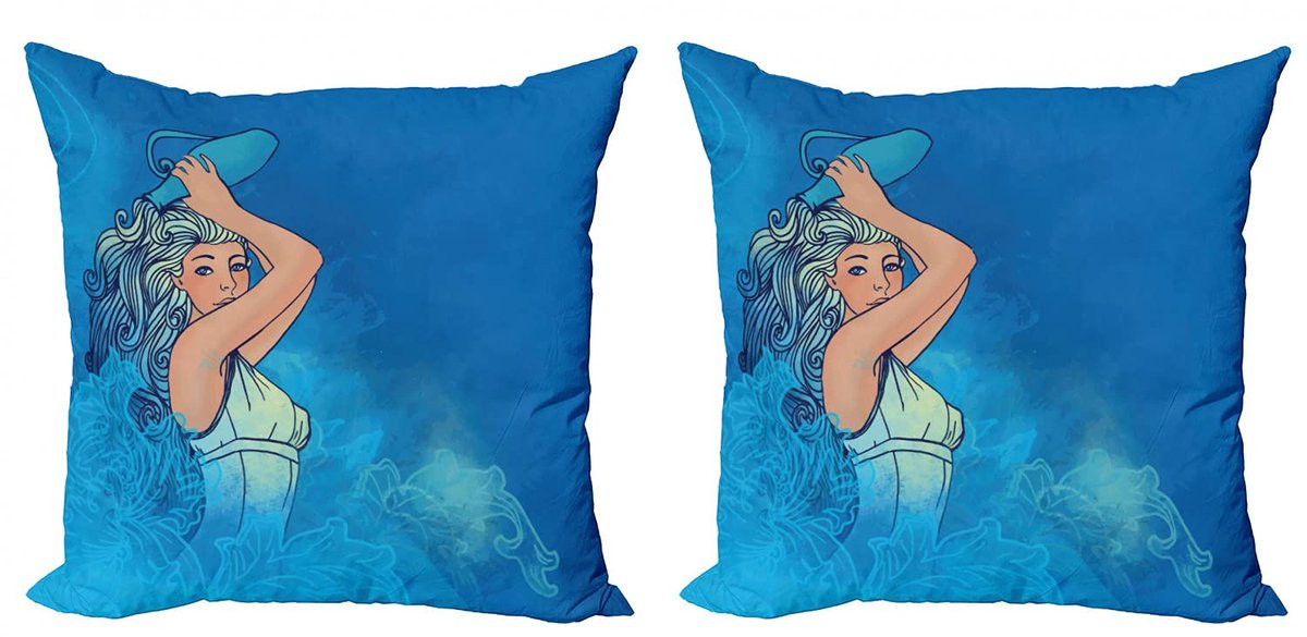 ABAKUHAUS Wassermann Kussenhoes 2x – Dubbelzijdig bedrukt – Kobalt-Turquoise