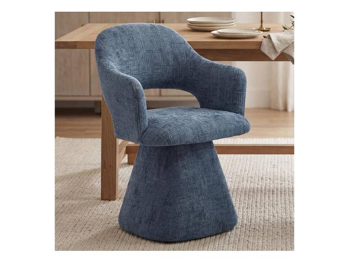 LuxusKollektion Esszimmerstuhl Drehstuhl Polsterstuhl Chenille Blau
