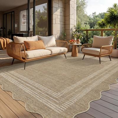 Garvee Easy Jute Scalloped Bordered Area Rug