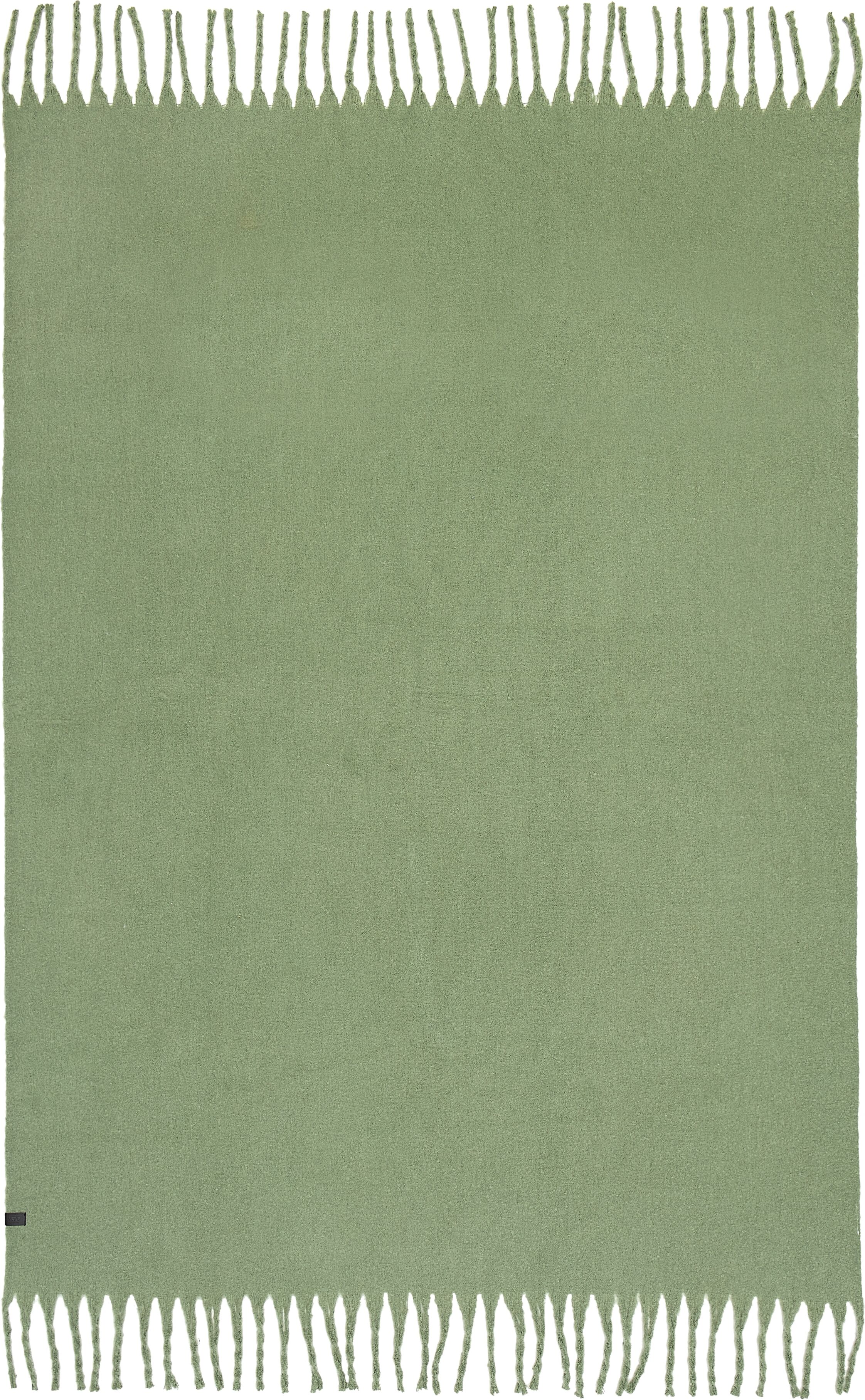 Wohndecke "Plenty", grün, B:140cm L:200cm, 100% Polyester, SCHÖNER WOHNEN-KOLLEKTION, Wohndecken, Wohndecke, mit langen Fransen grün B/L: 140cm x 200cm