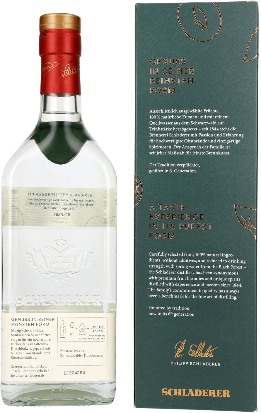 Schladerer Schwarzwälder Kirschwasser 42% Vol. 0,7l in Geschenkbox