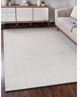 Exquisite Rugs Alpine Handmade Handloomed New Zealand Wool Silver/Ivory Area Rug.