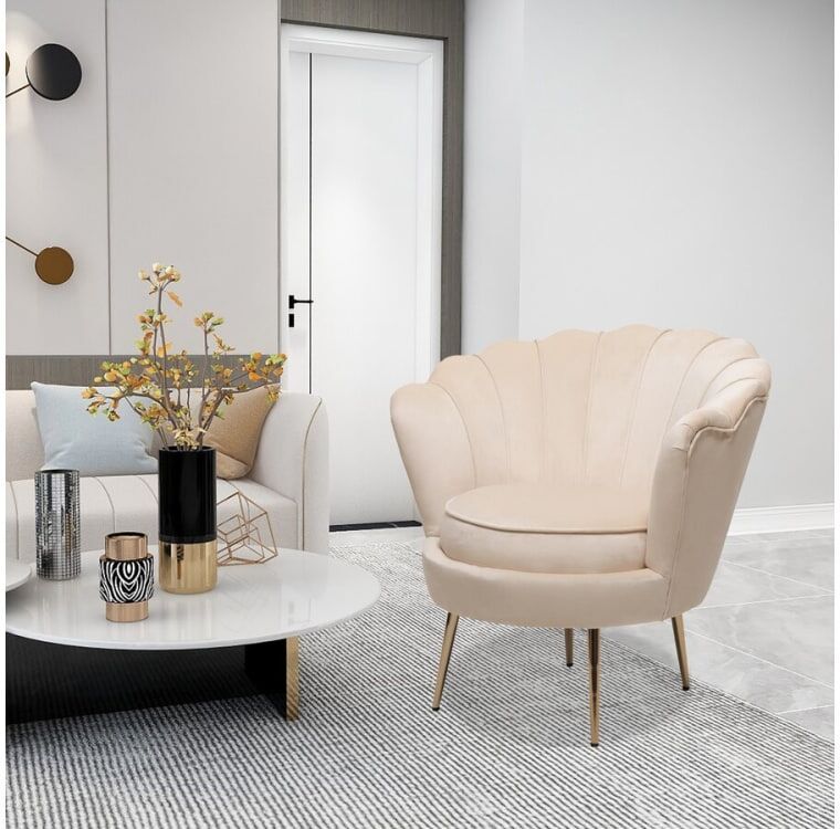 Habitat & Jardin Fauteuil en velours gris Gris 75x77x68cm
