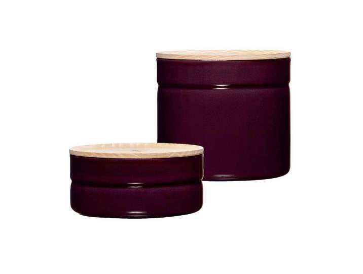 Riess Vorratsdosenset Serve + Store Kitchenmanagement Aubergin, Eschefarben, Holz, 2-teilig, Esche, 0,615 l, hitzebeständig, lebensmittelecht, stapelbar, Küchenzubehör, Vorratsbehälter, Vorratsdosen