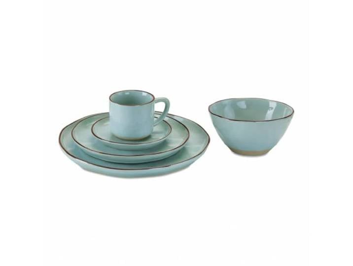 LOBERON Geschirr 30er Set Biarré, türkis Bewusst unebenes Design, Ursprünglicher, mediterraner Charakter, Hochwertiges Steinzeug