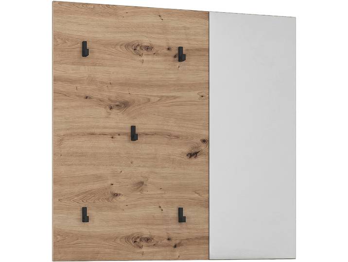 Garderobenpaneel OTTO HOME FJELL, Breite 80cm, 5 Haken, Spiegel , braun (artisan eiche nachbildung), B:80cm H:80cm T:6cm, Holzwerkstoff, Garderobenpaneele, Garderobenpaneel