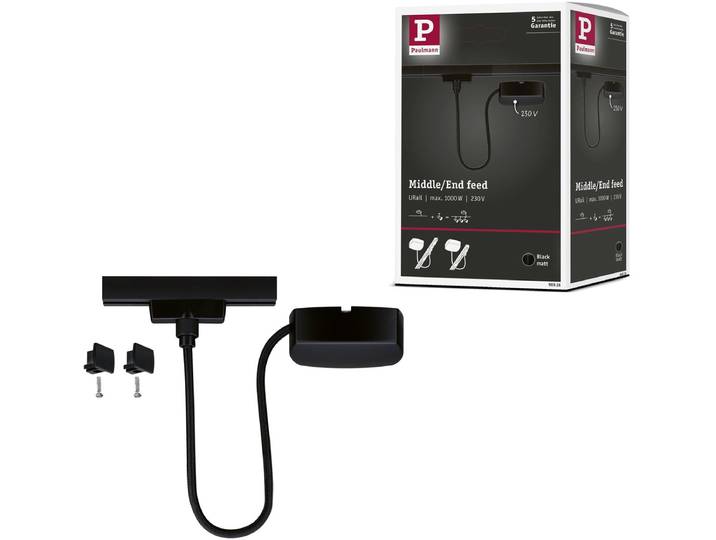Paulmann URail Voeding Kabel 1m - 230V Aansluiting - Max. 1000W - Zwart mat
