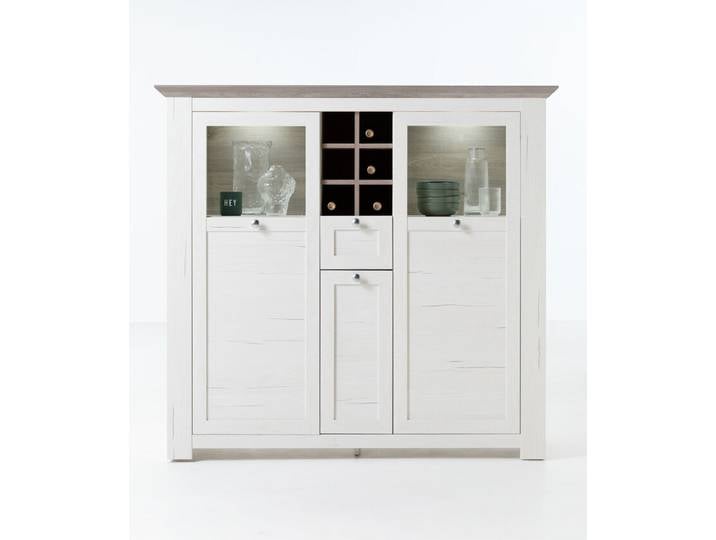 Highboard ISADORA 144 x 134 cm weiß/ braun