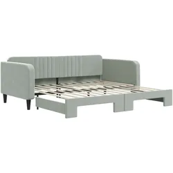 vidaXL Tagesbett Ausziehbar Hellgrau 100x200 cm Samt