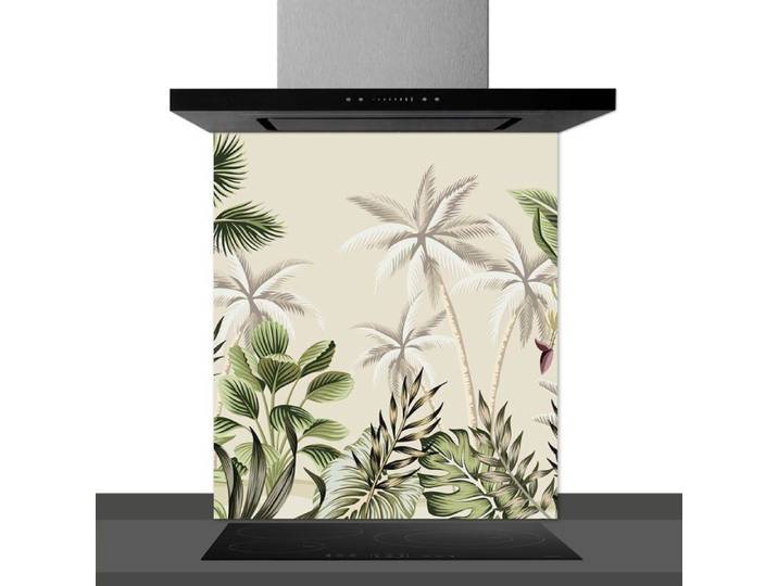 Fond de hotte décorative exotique vert 60x70