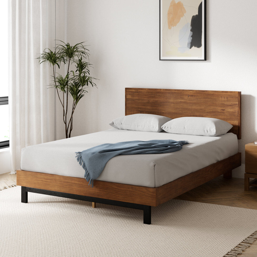 Mercury Fillmore Solid Wood Bed frame with Adjustable Headboard Brown Kingsize (5')