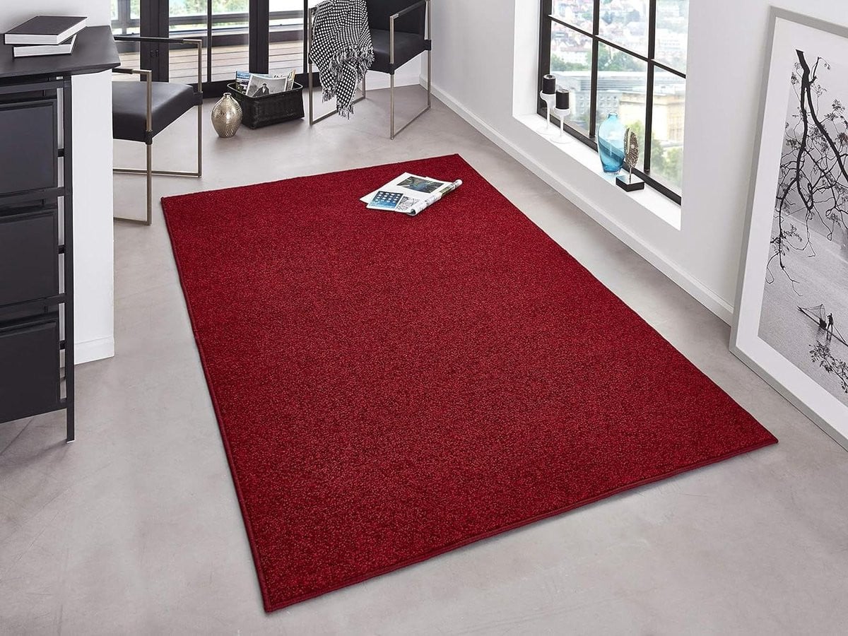 Modern Laagpolig Tapijt Rood - Rechthoekig Vloerkleed - 80 x 150 cm