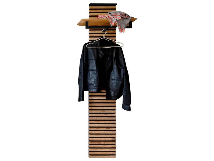 Schöner Wohnen Garderobenpaneel, Eichefarben, Holz, Metall, Kerneiche, 58x168x35 cm, Hutablage, Kleiderstange, Holzmöbel, Garderobe Holz, Garderobenpaneele Holz