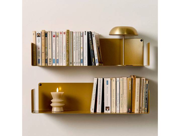 Étagère livre en acier 60 x 15 cm - or antique - lot de 2 - teebooks