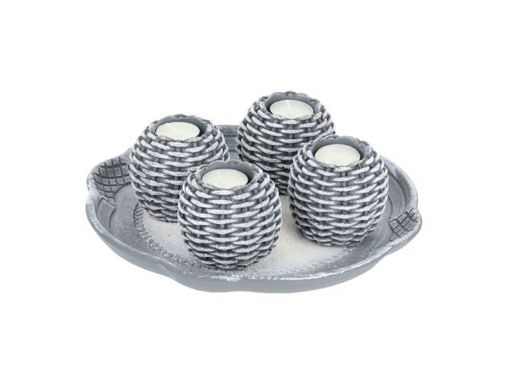 Relaxdays Kerzen Deko mit 4 Teelichthaltern