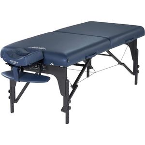 Master-Massage Massageliege Montclair aus Holz, mit Armauflage, 71 cm breit, 2 Zonen, dunkelblau, klapp- & höhenverstellbar