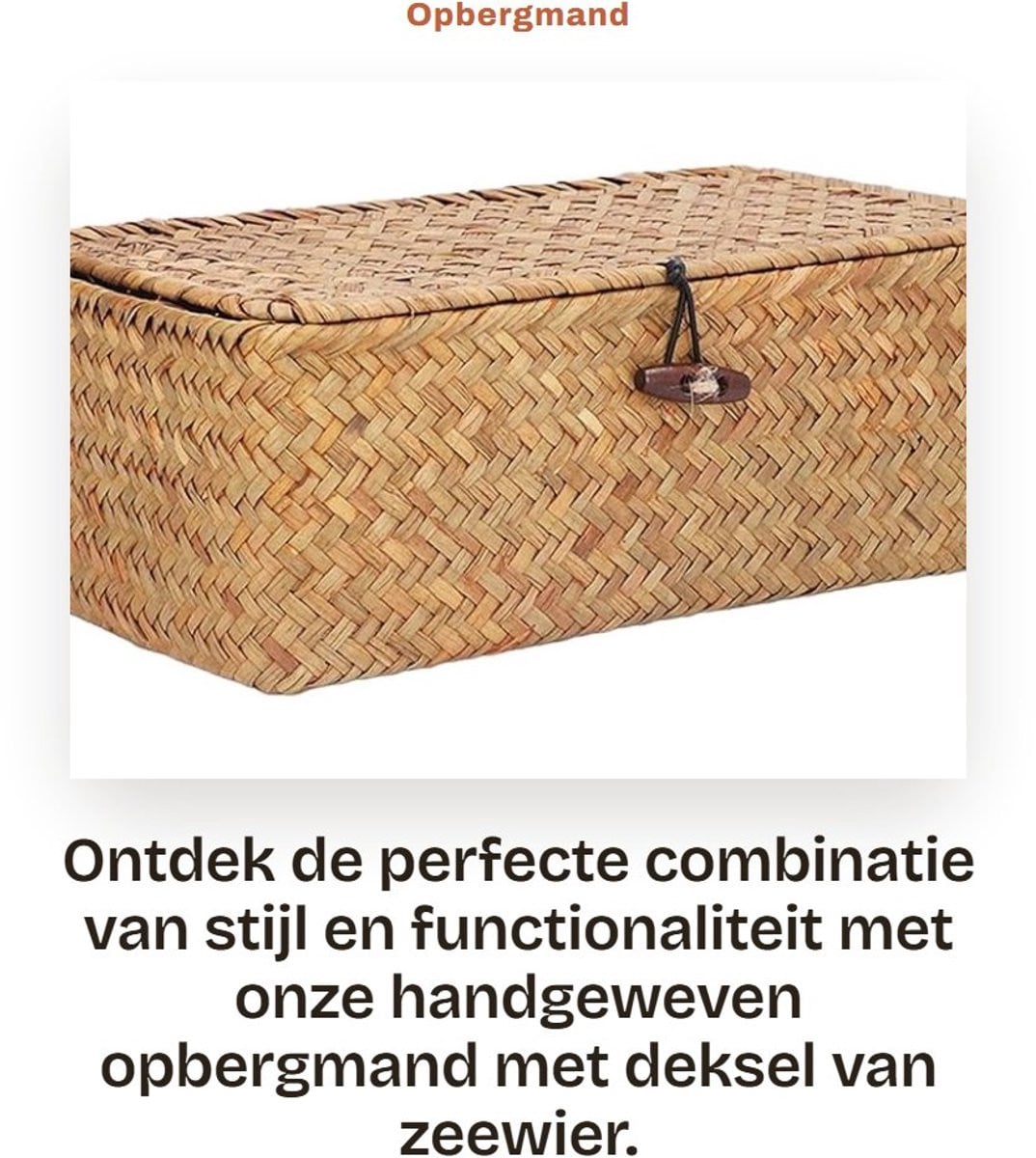 Dailygoods Handgeweven Opbergmand van Zeegras met Deksel
