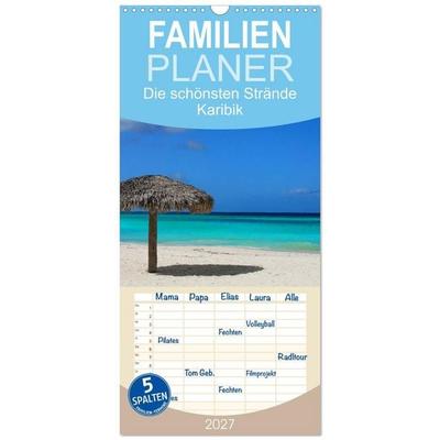 Familienplaner 2027 - Die schönsten Strände Karibik mit 5 Spalten (Wandkalender, 21 x 45 cm) CALVENDO