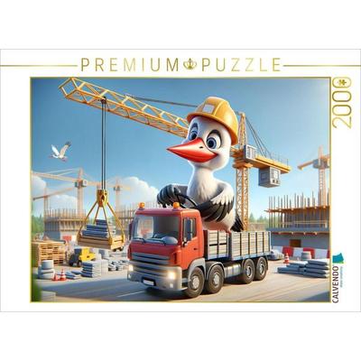 CALVENDO Puzzle Der findige Storch am Steuer: Ein Vogel im LKW-Einsatz | 2000 Teile Lege-Größe 90x67cm Foto-Puzzle für glückliche Stunden