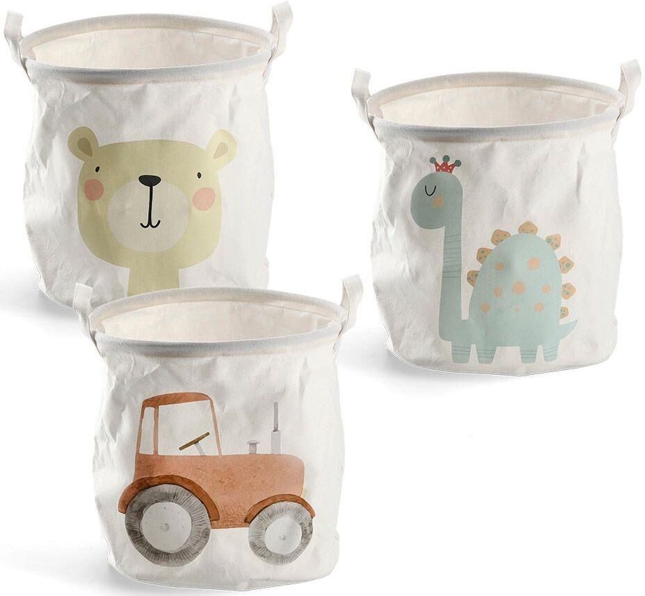 Wäschesack ZELLER PRESENT "Kids", weiss (weiß, dekor), B:30cm H:30cm T:30cm Ø:30cm, Baumwollmix, Wäschesammler, Wäschesack, Modernes Design fürs Kinderzimmer weiß, dekor B/H/T: 30cm x 30cm x 30cm
