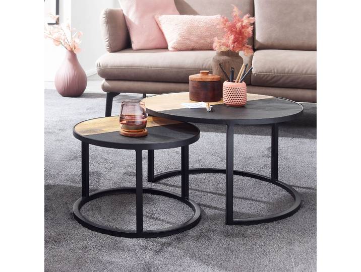 Couchtisch Schwetzin 2er-Set Ø 60cm Braun