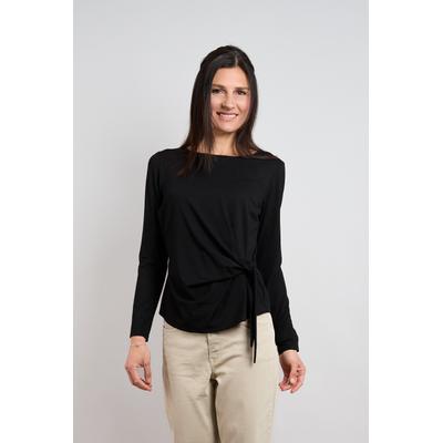 Langarmshirt SEIDEL MODEN, Damen, Gr. 48, 99,schwarz, Single Jersey, Obermaterial: 94% Viskose, 6% Elasthan, unifarben, Basic, lässig geschnitten hüftbedeckend, Rundhals, abgesteppte Kante, Shirts Langarmshirt, Langarmshirt mit seitlicher Bindung -...