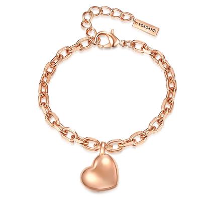 Gliederarmband YOKOAMII "Y61", rosa (roségold), Armbänder, Damen, Metall, Gliederarmband, Armband roségold