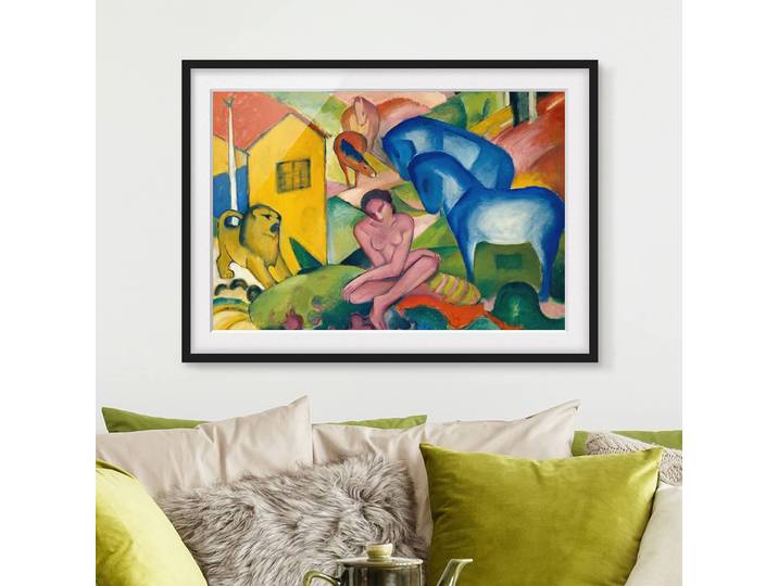Bild Franz Marc Der Traum II Papier Rahmen: Echtholz, furniert: Kiefer Multicolor 100 x 70cm