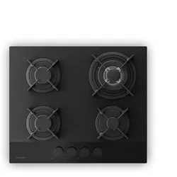 Velaire Gaskochfeld   4-flammig mit elektrischer Zündung   Erdgas- und LPG-kompatibel   8000W   60cm Schwarz 60 cm