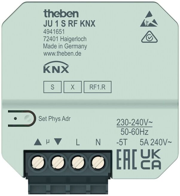 Theben Actionneur volet roulant sans fil JU 1 S RF KNX 1 canal (4941651)