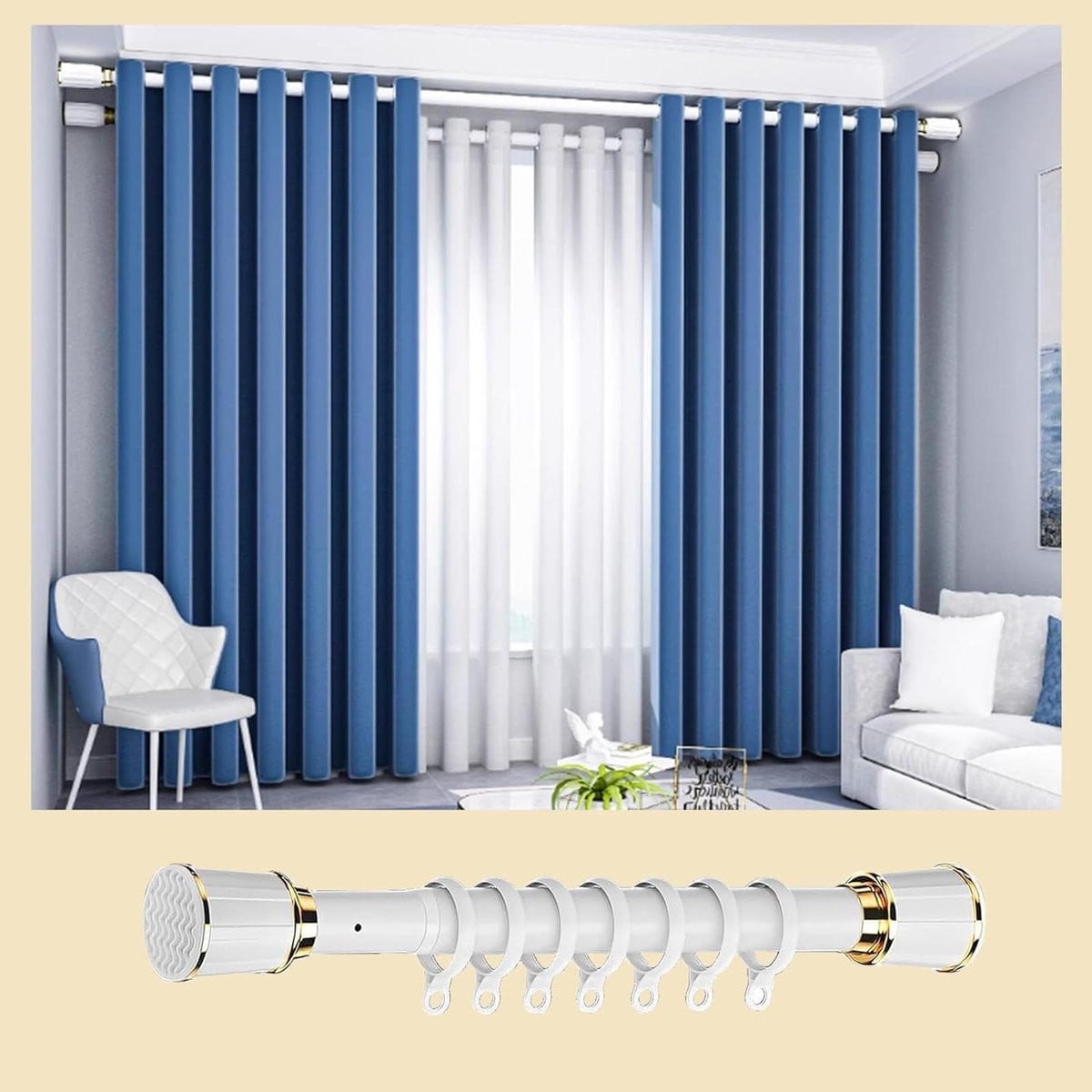 Verstelbare Telescopische Roede Wit 360-450 cm